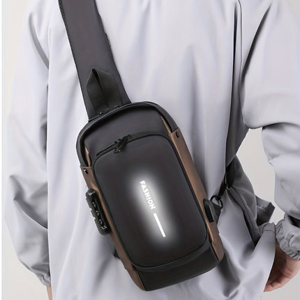 1pc Fashion Versatile Chest Bag With Password Lock, Men's Casual Crossbody Bag