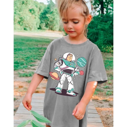 2024 Børne-T-shirt i høj kvalitet med Galaxy Adventure Buzz Lightyear-t-shirt, ny tegneserie-t-shirt i sød stil med rund hals til børn