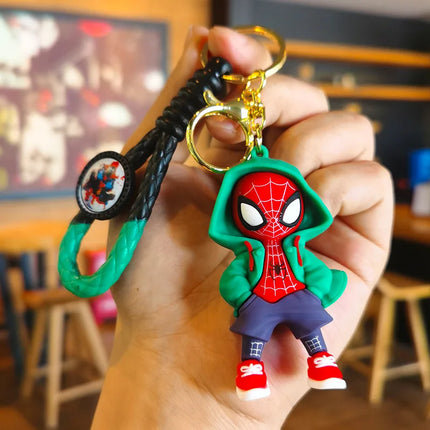 Marvel Spiderman Cartoon Keychain Handsome Superheroes Key Ring Charm Ornaments Jewelry Schoolbag Decoration Toys Holiday Gifts