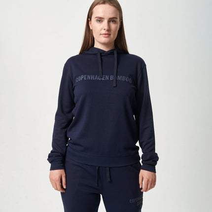 Navy bambus hoodie med logo