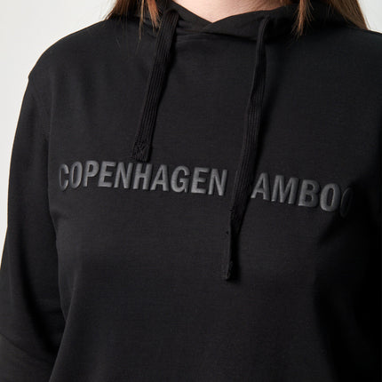 Sort bambus hoodie med logo