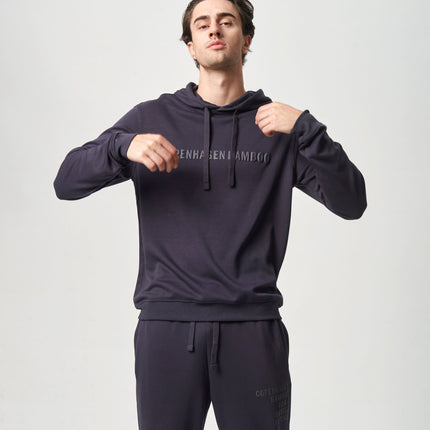 Mørkegrå bambus hoodie med logo