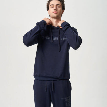 Navy bambus hoodie med logo