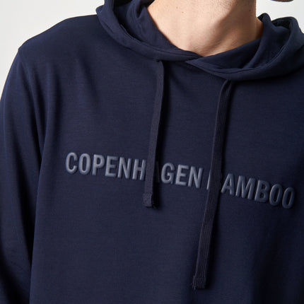 Navy bambus hoodie med logo