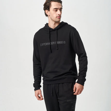 Sort bambus hoodie med logo