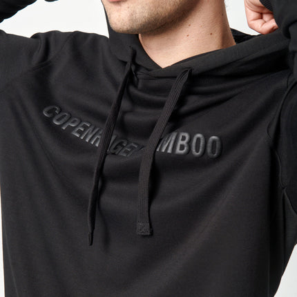Sort bambus hoodie med logo