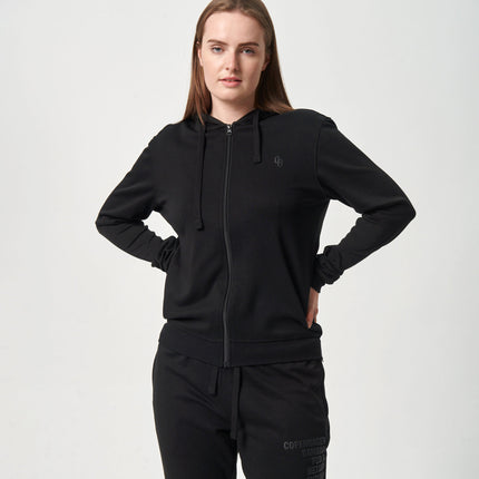 Sort bambus hoodie med lynlås