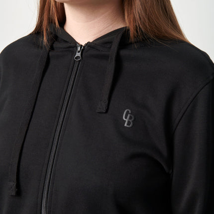 Sort bambus hoodie med lynlås