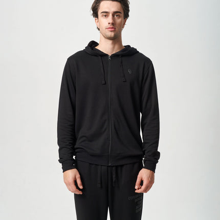 Sort bambus hoodie med lynlås