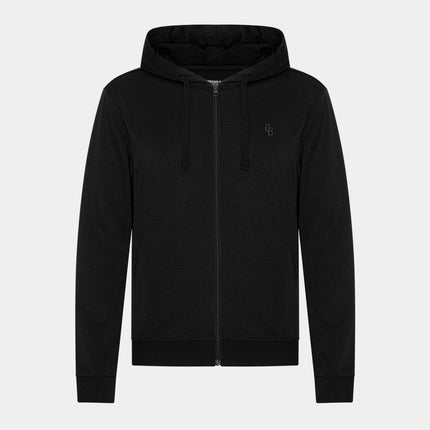 Sort bambus hoodie med lynlås
