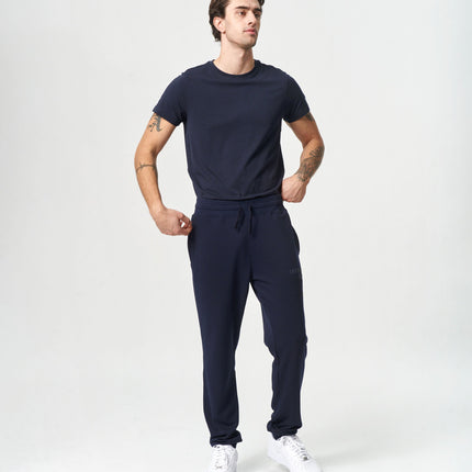 Navy bambus sweatpants med logo