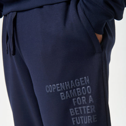 Navy bambus sweatpants med logo