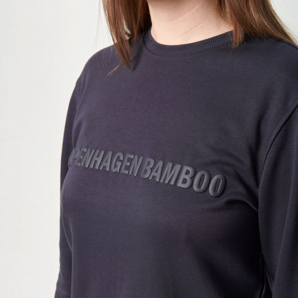 Mørkegrå bambus sweatshirt med logo