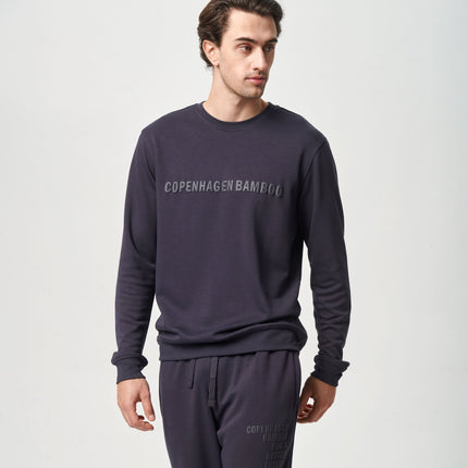 Mørkegrå bambus sweatshirt med logo