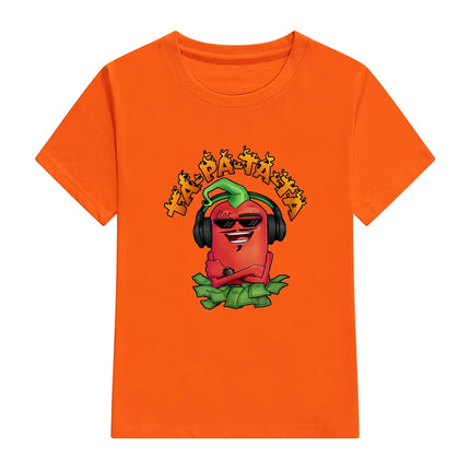 Children's 100% Cotton T Shirts Merch Edison Pepper "TA-PA-TA-TA" Print Casual Family Clothing Set boy's & girl's Fashion Tops