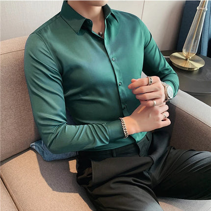 Summer Men Fashion Casual Short Sleeve Solid Shirt Super Slim Fit Male Social Business Dress Shirt Brand Men Casual Dress Blouse