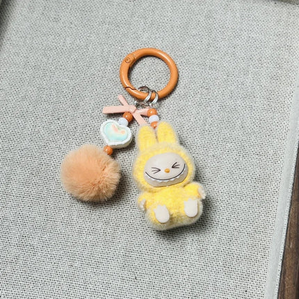 Adorable Mini Plastic Keychain Toy Cute Flocked Vinyl Beads Phone Pendant Best Friend Gift Free Bag Made of Plastic