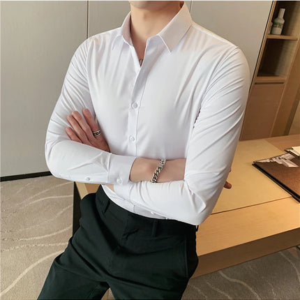 Summer Men Fashion Casual Short Sleeve Solid Shirt Super Slim Fit Male Social Business Dress Shirt Brand Men Casual Dress Blouse