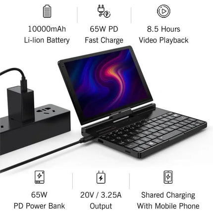 Hot Sale GPD Pocket 3 Handheld PC 16GB+512GB 8 Inch Win 11 Home Core I3-1125G4 US Plug 38.5Wh Fast Charger Business Laptop