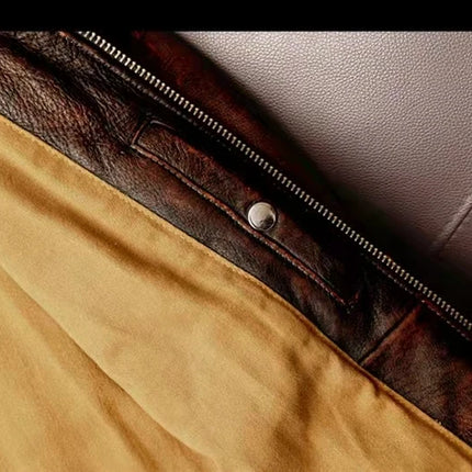 2023New Men Leather  Jacket  Swallow Tailed Vintage Motorcycle Top Cowhide Coat  Male Biker Clothing