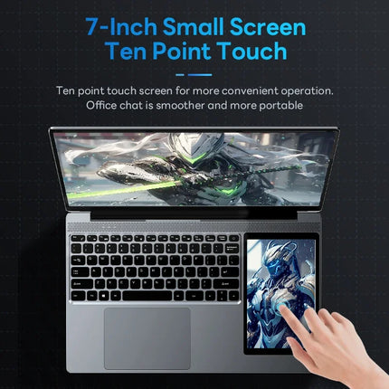 Customized 15.6 Inch + 7 Inch Dual Double Screen Business Laptop Portable PC Intel N100 MAX 32GB RAM 2TB SSD Ordinateur Portable