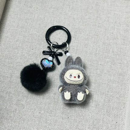 Adorable Mini Plastic Keychain Toy Cute Flocked Vinyl Beads Phone Pendant Best Friend Gift Free Bag Made of Plastic