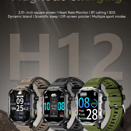 2.01inch Screen Smart Watch New Design Multifunctional Heart Rate BT Call Android IOS Smart Watch H12 Sport Smart Watch