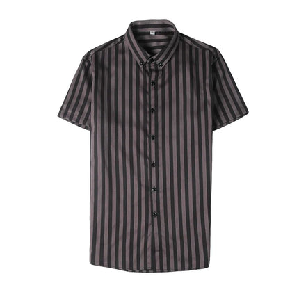 2021 Summer Men Short Sleeve Striped Shirts High Quality Male Luxury Business Casual Formal Dress Shirts Slim Streetwear Blouse