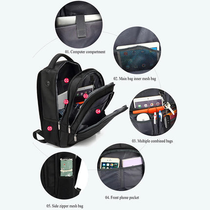 2024 New Waterproof Travel Backpack Men USB Charging 15.6inch Laptop Bag Men's Backpacks Leisure Nylon School Bag Male Mochila