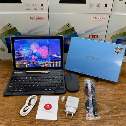 SAIL AIR B10 10.1 Inch IPS Android WIFI and 2SIM 6+256GB Tablet PC Complete Set of Keyboard Mouse Configurations for Sale ANDR13