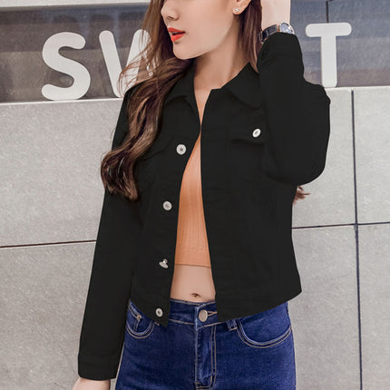 New Long Sleeve winter Slim White Black Jeans Top For Women Solid Denim Jacket Women Short Overcoat Ladies Jackets Tops