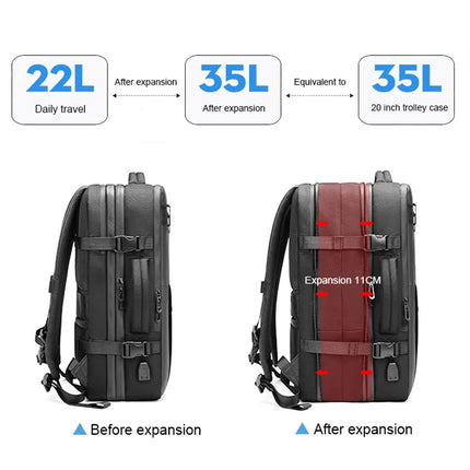Men 15.6 Inch Laptop Backpack Anti-theft Waterproof Schoolbag Expandable USB Charging Backpack Large Capacity Travel Backpacking