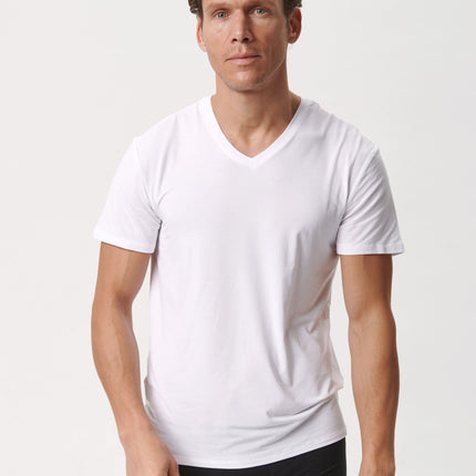 2 stk hvide slim fit v-hals bambus T-shirts