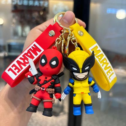 Marvel Avengers Deadpool and Wolverine Keychain PVC Doll Pendant Children's Toy Birthday Gift Couple Keychain