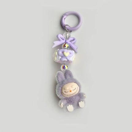 LAFUFU Kawaii Mini Keychains Flocking Backpack Pendant Key Chain LA-BU-BU Pendant Doll Cute Backpack Pendant Gifts for Girls