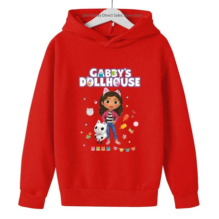 Girls Cute Cartoon Print Gabby's Spring Autumn Long Sleeve Hoodies Casual Tops Clothes 2-13 Years Kids Loungewear Outfits Hoodie