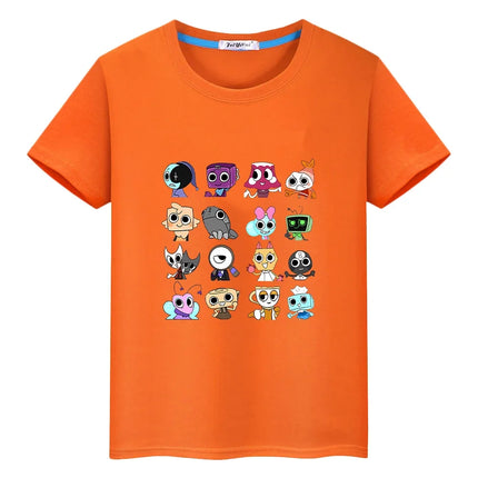 Dandys World print t shirt for kids boy 10year 100%Cotton Tees y2k one piece anime Short pride tshirt Cartoon Tops girls clothes