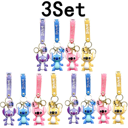 5Set 20PCS Wholesale Stitch Disney Keychain Figure Toy Cute Supple Cartoon Character Toy Keychain Pendant Fan Kid Birthday Gifts