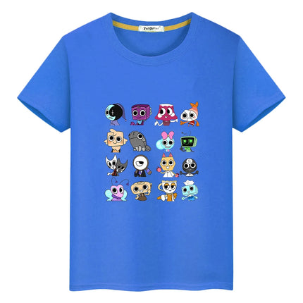 Dandys World print t shirt for kids boy 10year 100%Cotton Tees y2k one piece anime Short pride tshirt Cartoon Tops girls clothes