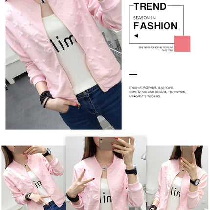 2025 Fashion Spring Summer Bomber Jacket Women Office Casual White Ladies Cardigan Jackets Solid Female Short Baseball Jacket