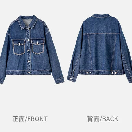 SENTUBILA Embroidery Cotton Denim Jackets for Women 2025 Spring Casual Short Denim Coat Female Long Sleeve Outerwear W43W56028