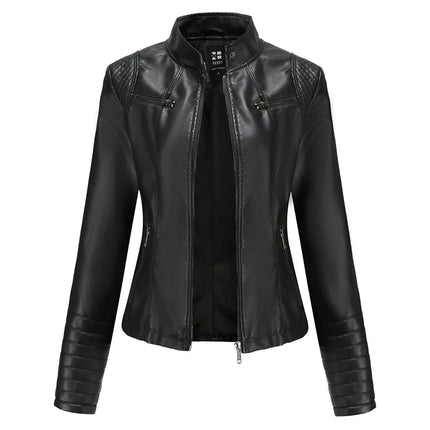 2025 Women's Leather Jacket Spring Autumn Thin Motorcycle Suit European Size Leather Jacket Short Fashion Women's Jacket