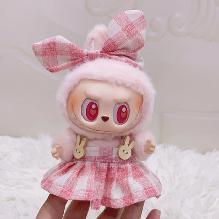 Labubu 15cm/17cm Doll Clothing Sitting Party Strawberry Tank Top Skirt Paired With Princess White Shoes Princess Baby Clothes