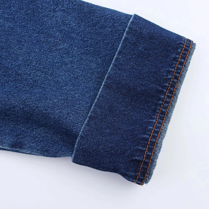 TRAFZA Vintage Casual Chic Women Cowboy Suit Zipper Loose Jackets Long Pockets Pants Fashion 2025 Spring Summer Denim Suits
