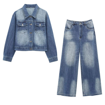ZMEENNA 2025 Blue Denim Jacket For Women Long Sleeve Button Up Casual Top With Pockets Stylish Fashionable Trendy ZM699