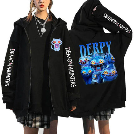 Hot Movie Kpop Demon Hunters Saja Boys Tigers Zip Up Hoodies Women Men Funny Zipper Sweatshirts Y2k Clothes Mange Vintage Hoody
