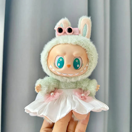 Labubu 15cm/17cm Doll Clothing Sitting Party Strawberry Tank Top Skirt Paired With Princess White Shoes Princess Baby Clothes