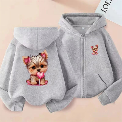 Yorkshire Terrier print Boy's Clothes puppy Zipper Hoodies for Children little Girl Sweatshirt Kids Pullover festival Gift coat