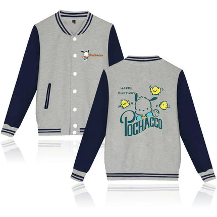 Pochacco Bomber Jacket Women Men Autumn Baseball Jacket Coat Cartoon Kid Streetwear Harajuku Bomber College Jacket