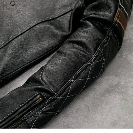 Tcyeek Genuine Leather Jacket Men Top Layer Cowhide Coats Spring Autumn Leather Coat Mens Moto & Biker Jackets Jaqueta Masculina